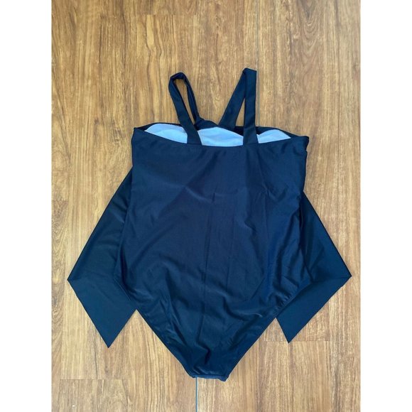 Vintage Swim Suit Womens One Piece Black Bathing Suit Tag says XL Fits L‎ Modest - Picture 12 of 12